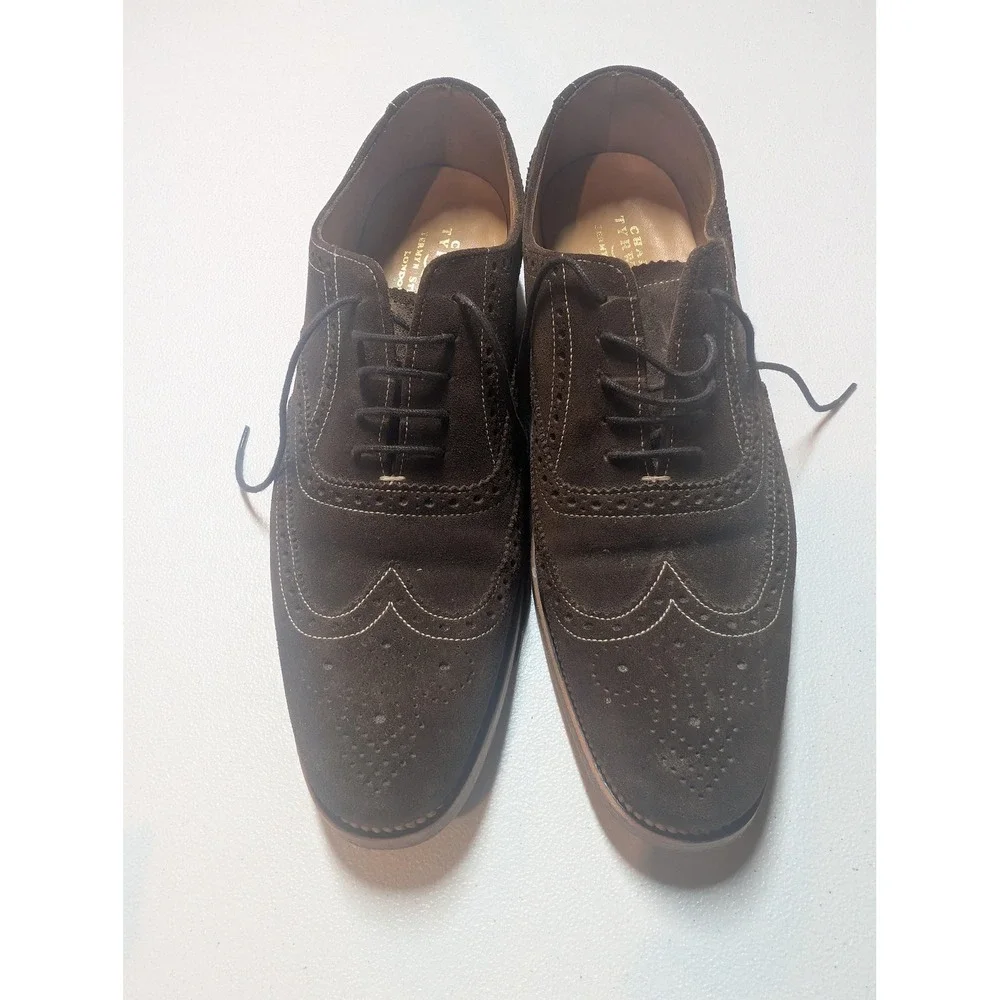 Charles Tyrwhitt Brogue Shoes Mens Size 7.5 Brown Suede Wingtip Dress Oxford